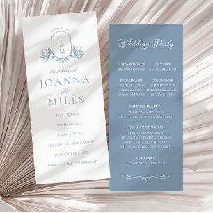 Elegant Calligraphy Dusty Blue Crest Program