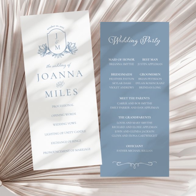 Elegant Calligraphy Dusty Blue Crest Program (Creator Uploaded)