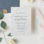 Elegant Calligraphy Dusty Blue Monogram Wedding Invitation<br><div class="desc">Design feature elegant classic monogram calligraphy with formal basic font typography</div>