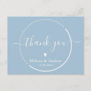 Elegant Calligraphy - Dusty Blue Wedding Thank You Postcard