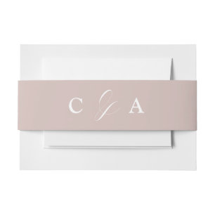 Elegant Calligraphy Dusty Pink Wedding Belly Band Invitation Belly Band