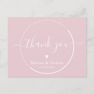 Elegant Calligraphy - Dusty Pink Wedding Thank You Postcard