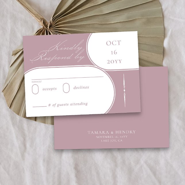 Elegant Calligraphy Dusty Rose Pink Wedding RSVP Card (Elegant dusty rose pink response card from my Wedding Colors collection)