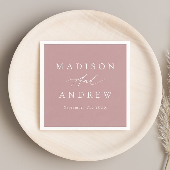 Elegant Calligraphy Dusty Rose Wedding Napkin (Creator Uploaded)