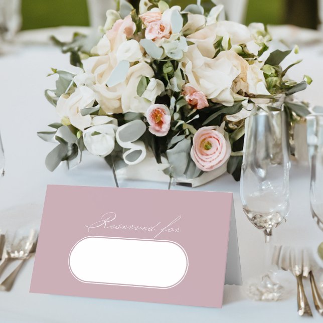 Elegant Calligraphy Dusty Rose Wedding Reserved Place Card (Elegant wedding table place cards in dusty rose pink from my Wedding Colors collection)