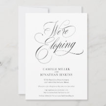 Elegant Calligraphy Elopement Reception Photo