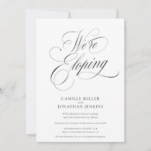 Elegant Calligraphy Elopement Reception Photo Invitation