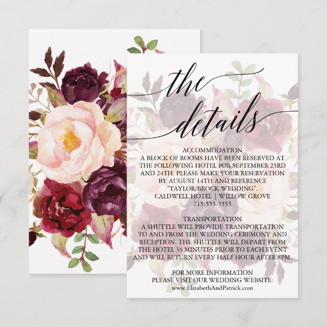 Elegant Calligraphy | Faded Floral Details Card (Front/Back)