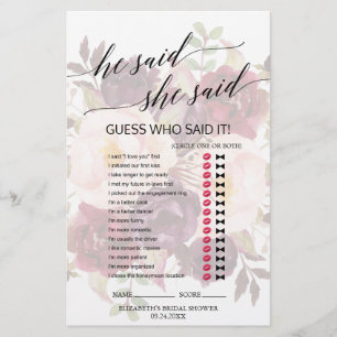 Elegant Calligraphy Faded Floral He Said She Said