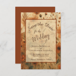 Elegant Calligraphy Fall Boho Wildflowers Wedding Save The Date
