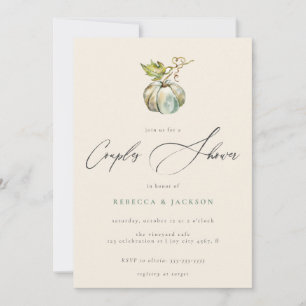 Elegant Calligraphy Fall Pumpkin Couples Shower Invitation