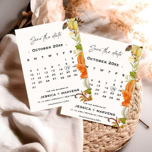 Elegant Calligraphy Fall Pumpkin Wedding Save The Date