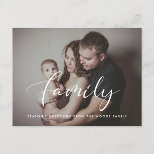 Elegant calligraphy Family Holiday photo Postcard