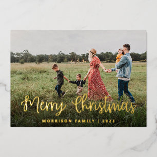 Elegant Calligraphy Family Photo Christmas