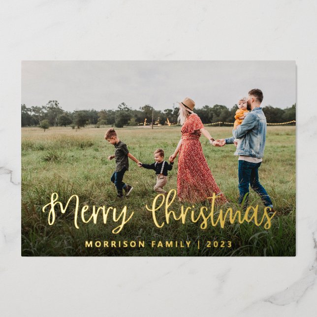 Elegant Calligraphy Family Photo Christmas (Front)