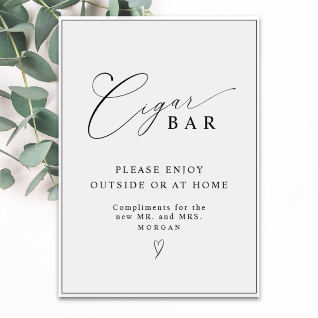 Elegant Calligraphy Favour Cigar Bar Wedding Sign (Creator Uploaded)