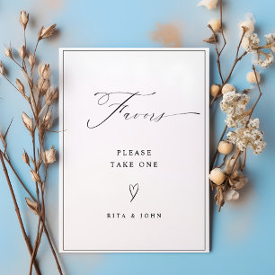 Elegant Calligraphy Favour Wedding Table Sign