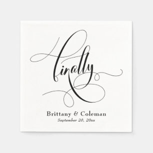 Elegant Calligraphy Finally Festive Wedding Napkin