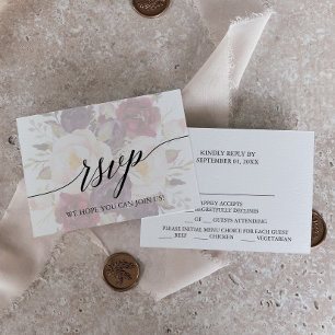 Elegant Calligraphy Floral Menu Choice RSVP Card