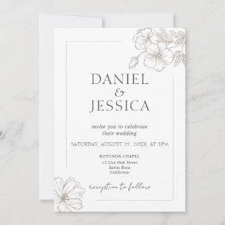 Elegant Calligraphy Floral Script Wedding Invitation