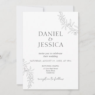 Elegant Calligraphy Floral Script Wedding  Invitation
