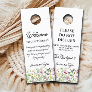 Elegant Calligraphy Floral Wedding Guest Door Hanger