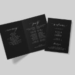 Elegant calligraphy folded wedding party black programme<br><div class="desc">Modern simple minimalist typography trendy black and white folded ceremony and party wedding program template featuring a chic trendy white calligraphy script.              Easy to personalise with your text on the front and inside!</div>