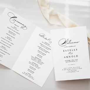 Elegant Calligraphy Folded Wedding Program Programme