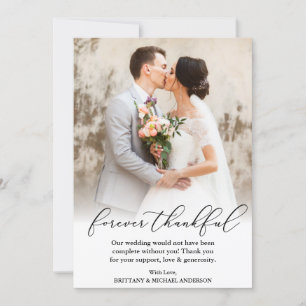 Elegant Calligraphy Forever Thankful Wedding Thank You Card