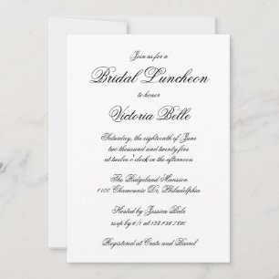 Elegant Calligraphy Formal Bridal Luncheon Invitation