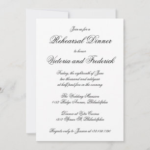 Elegant Calligraphy Formal Rehearsal Dinner Invitation