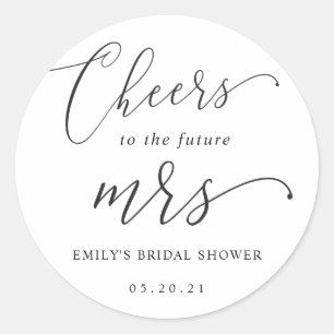 Elegant Calligraphy Future Mrs. Bridal Shower Classic Round Sticker