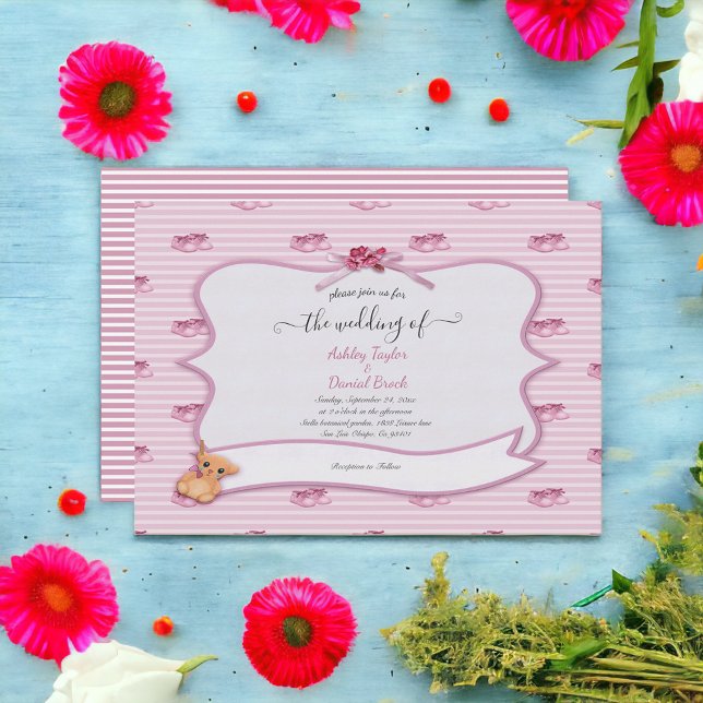 Elegant Calligraphy Girly Pink Stylish Wedding Invitation (Creator Uploaded)