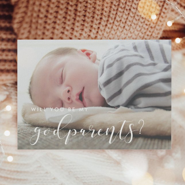 Elegant calligraphy Godparents proposal card (Creator Uploaded)