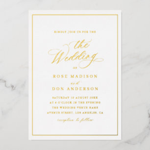 Elegant calligraphy gold and white wedding