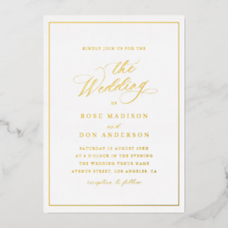 Elegant calligraphy gold and white wedding