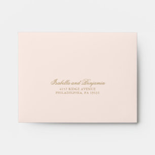 Elegant Calligraphy Gold Blush Wedding RSVP Envelope