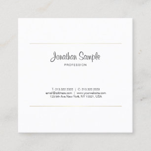 Elegant Calligraphy Gold Design Luxury Plain Square Business Card