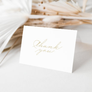 Elegant Calligraphy Gold Folded Wedding  Thank You Card