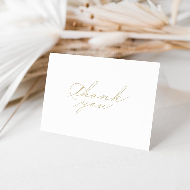 Elegant Calligraphy Gold Folded Wedding  Thank You Card (Creator Uploaded)
