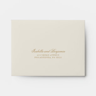 Elegant Calligraphy Gold Ivory Wedding RSVP Envelope