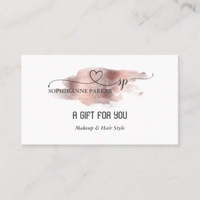 Elegant Calligraphy Gold Professional Beauty Salon Loyalty Card (Front)