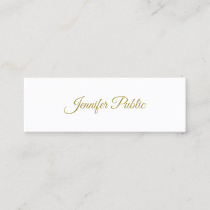 Elegant Calligraphy Gold Script Minimalist Plain Mini Business Card