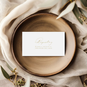 Elegant Calligraphy Gold Wedding Gift Registry   Enclosure Card