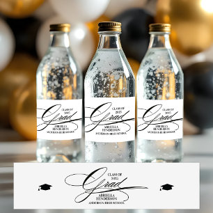 Elegant Calligraphy Grad  Water Bottle Label