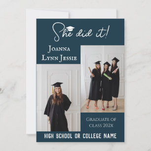 elegant Calligraphy Graduate Photo Invitation