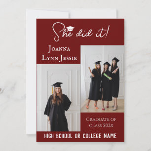 elegant Calligraphy Graduate Photo Invitation