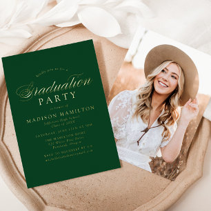Elegant Calligraphy Green Photo Graduation Party