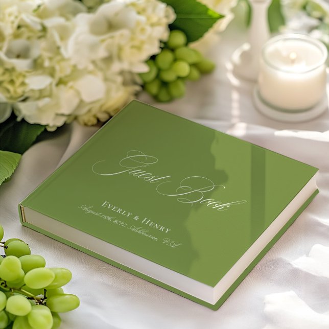 Elegant Calligraphy Green Wedding Guest Book (Elegant Calligraphy Green Wedding Guest Book)