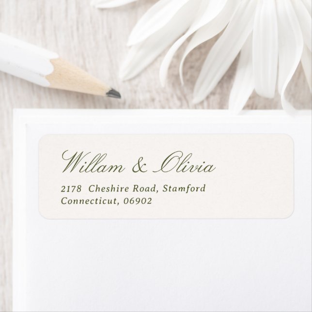 Elegant Calligraphy Green Wedding Return Address (Insitu)